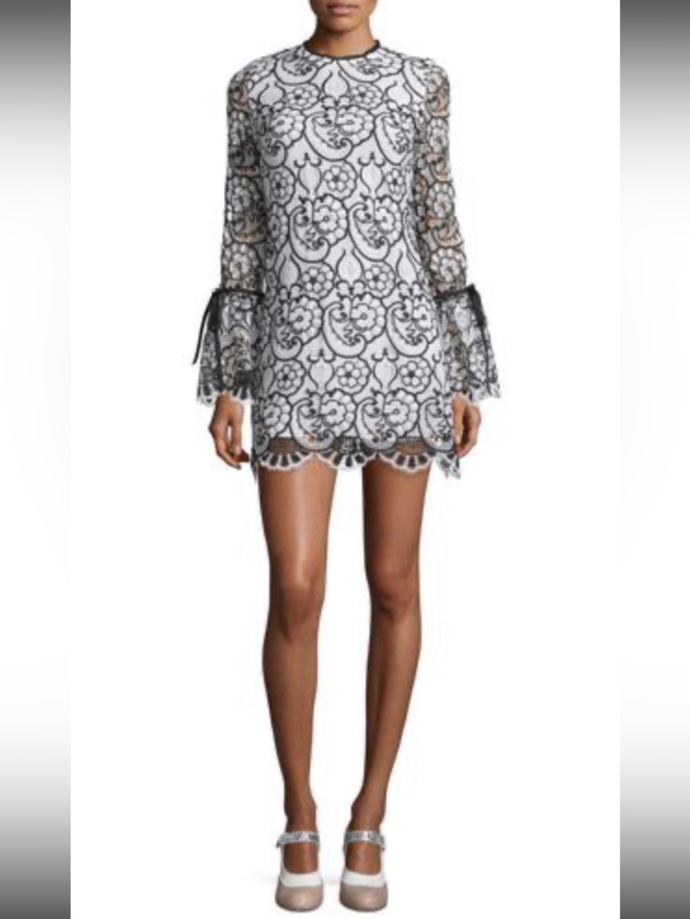 Alexis Elegant Black and White Lace Dress size S